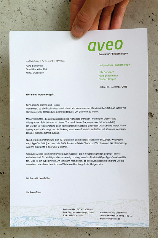 aveo Briefbogengestaltung aveo Briefbogengestaltung