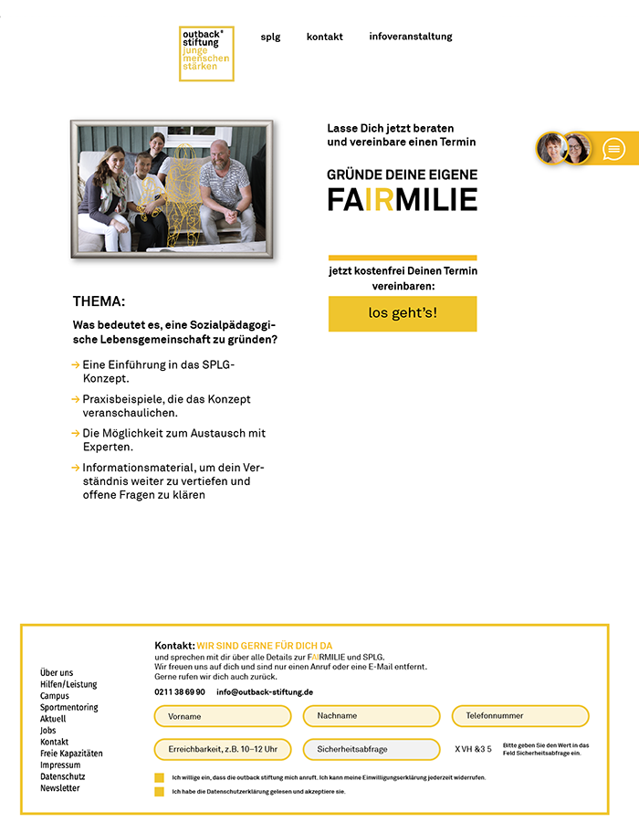 Funnelpage für einen Jugendhilfeträger Funnelpage für einen Jugendhilfeträger